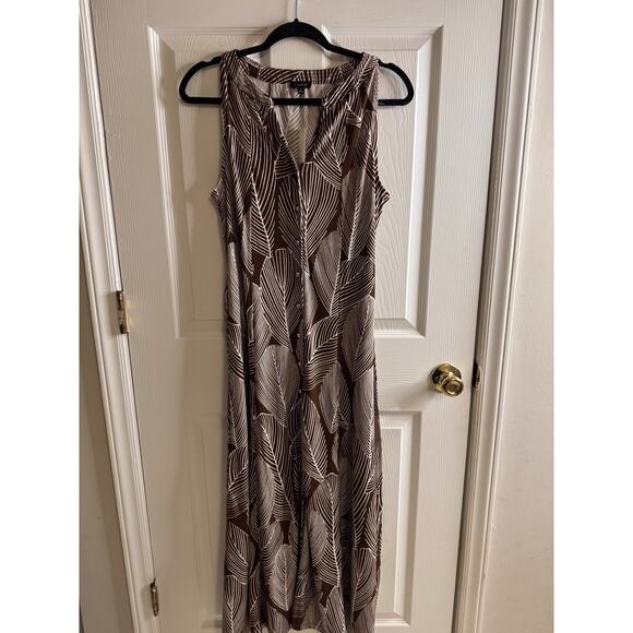 Talbots JERSEY SHIRTDRESS - LINEAR PALMS Size Med - Picture 2 of 6